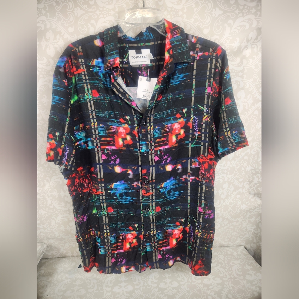 NWT Topman Vibrant Black and Red Patterned Shirt